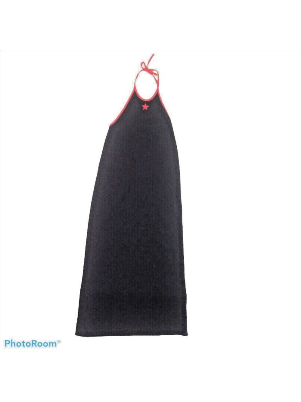 ANDREA JOVINE Womens S Navy Blue Cotton Stretch Jersey Halter Maxi Dress BoHo